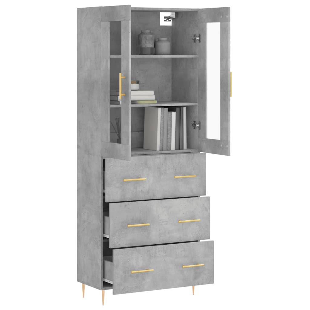 Skříň Highboard Betonově Šedá 69,5X34X180 Cm Kompozitní Dřevo
