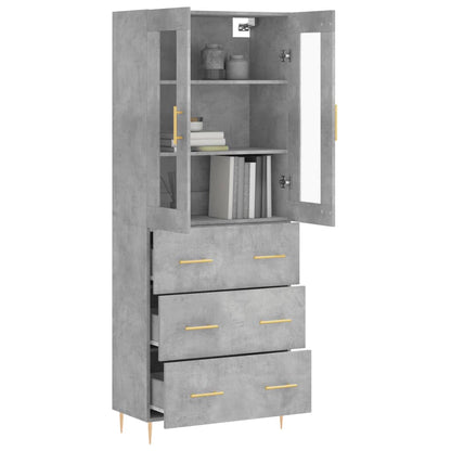 Skříň Highboard Betonově Šedá 69,5X34X180 Cm Kompozitní Dřevo