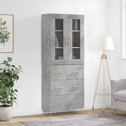 Skříň Highboard Betonově Šedá 69,5X34X180 Cm Kompozitní Dřevo