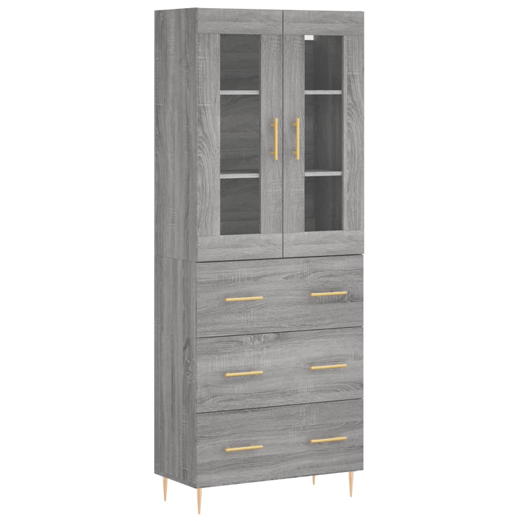 Skříň Highboard Šedá Sonoma 69,5 X 34 X 180 Cm Kompozitní Dřevo