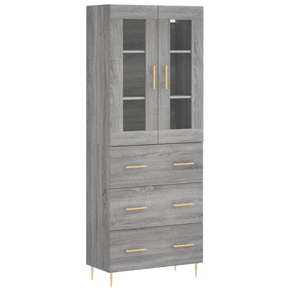 Skříň Highboard Šedá Sonoma 69,5 X 34 X 180 Cm Kompozitní Dřevo