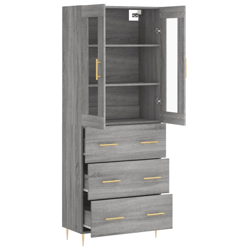 Skříň Highboard Šedá Sonoma 69,5 X 34 X 180 Cm Kompozitní Dřevo
