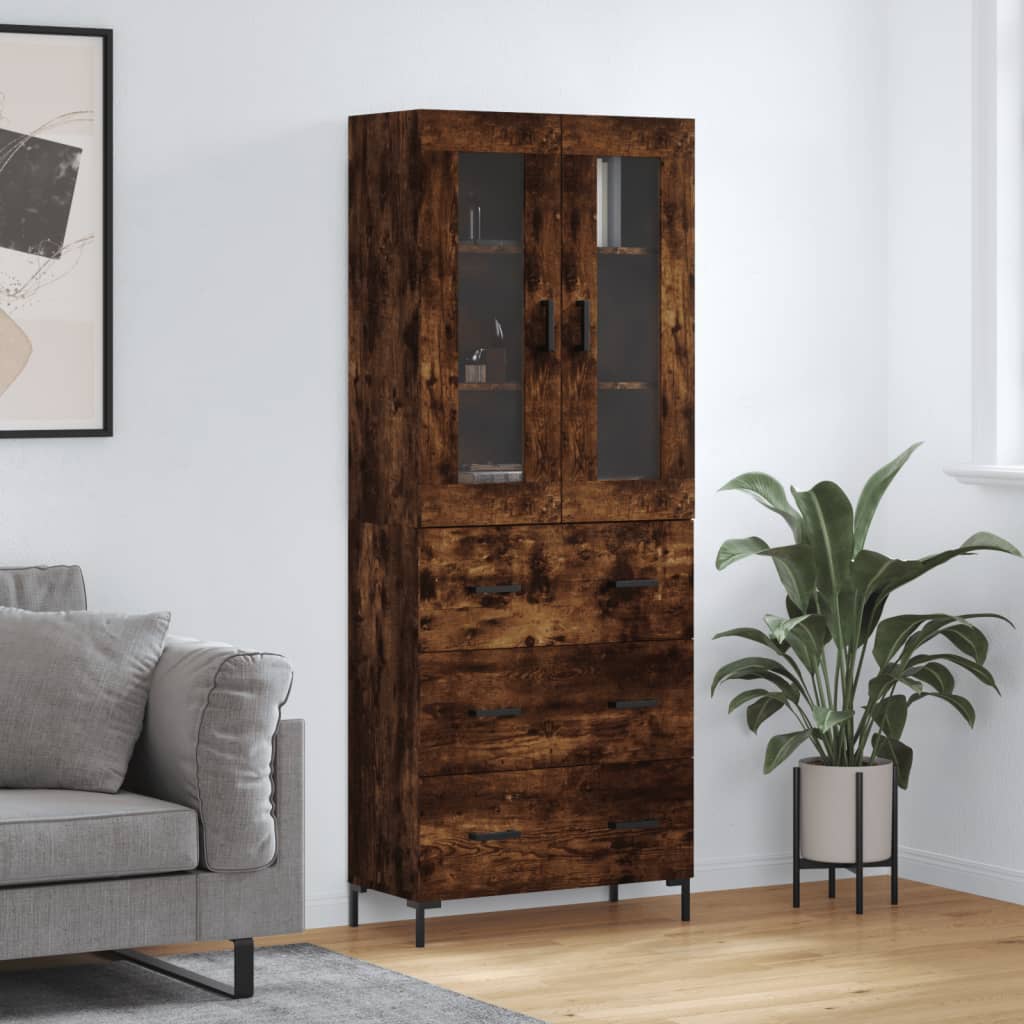 Skříň Highboard Šedá Sonoma 69,5 X 34 X 180 Cm Kompozitní Dřevo