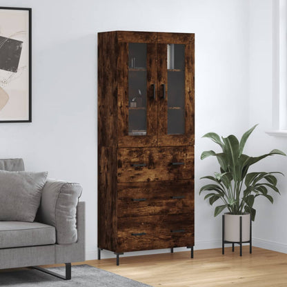 Skříň Highboard Šedá Sonoma 69,5 X 34 X 180 Cm Kompozitní Dřevo
