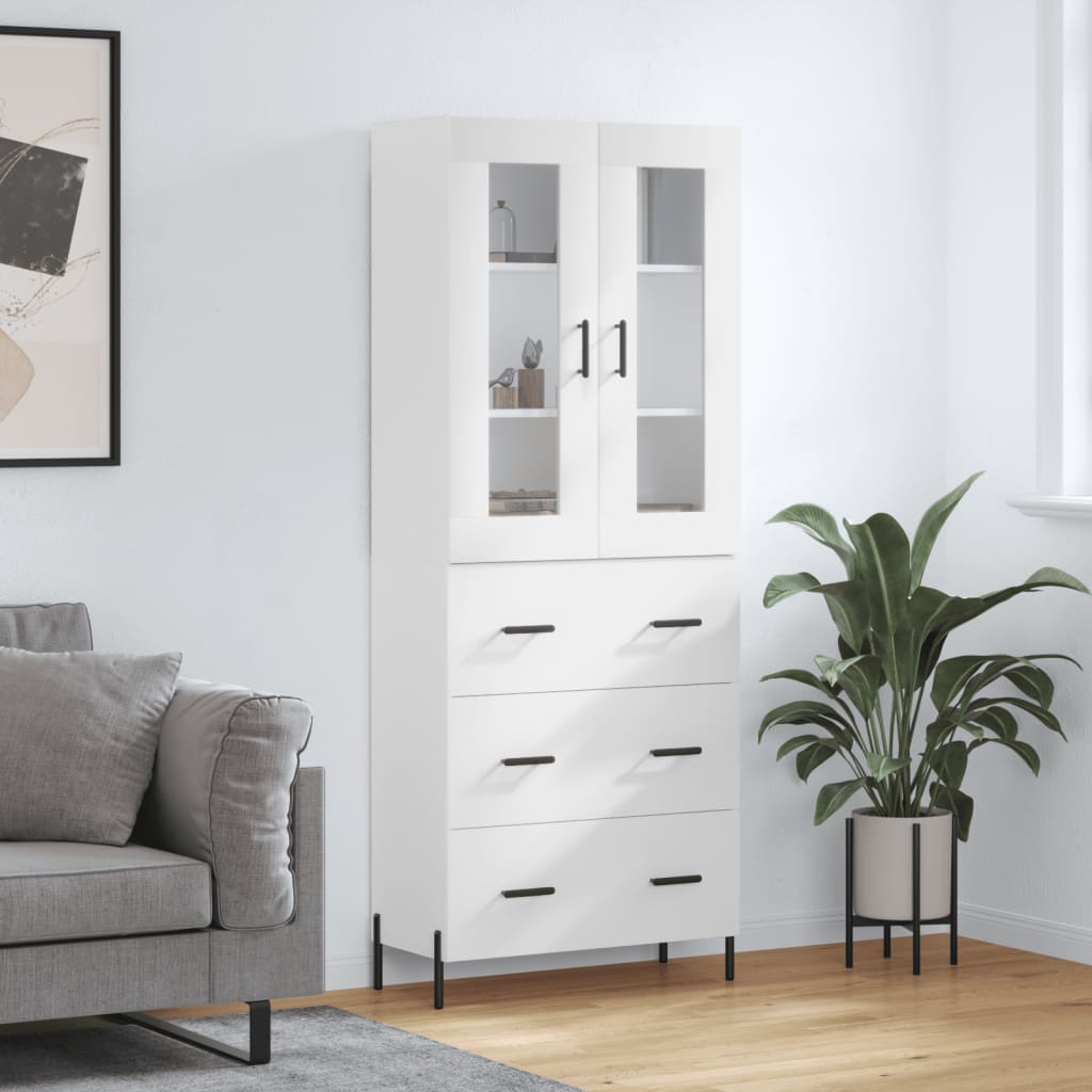 Skříň Highboard Betonově Šedá 69,5X34X180 Cm Kompozitní Dřevo