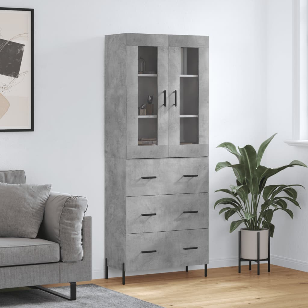 Skříň Highboard Betonově Šedá 69,5X34X180 Cm Kompozitní Dřevo