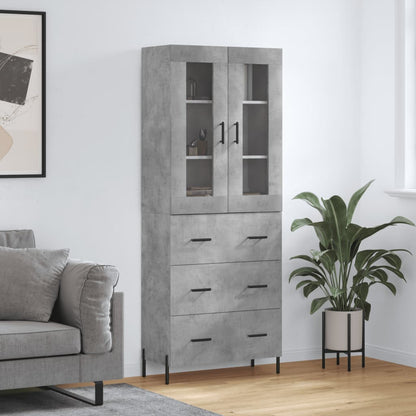Skříň Highboard Betonově Šedá 69,5X34X180 Cm Kompozitní Dřevo