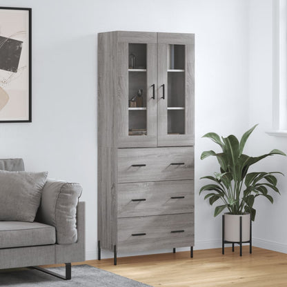 Skříň Highboard Betonově Šedá 69,5X34X180 Cm Kompozitní Dřevo