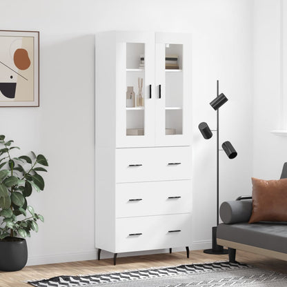 Skříň Highboard Betonově Šedá 69,5X34X180 Cm Kompozitní Dřevo
