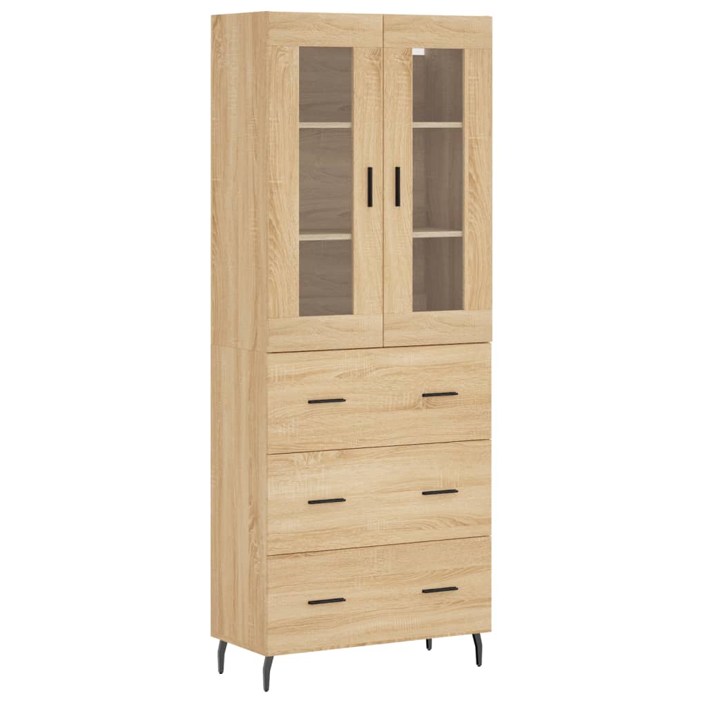 Skříň Highboard Dub Sonoma 69,5 X 34 X 180 Cm Kompozitní Dřevo