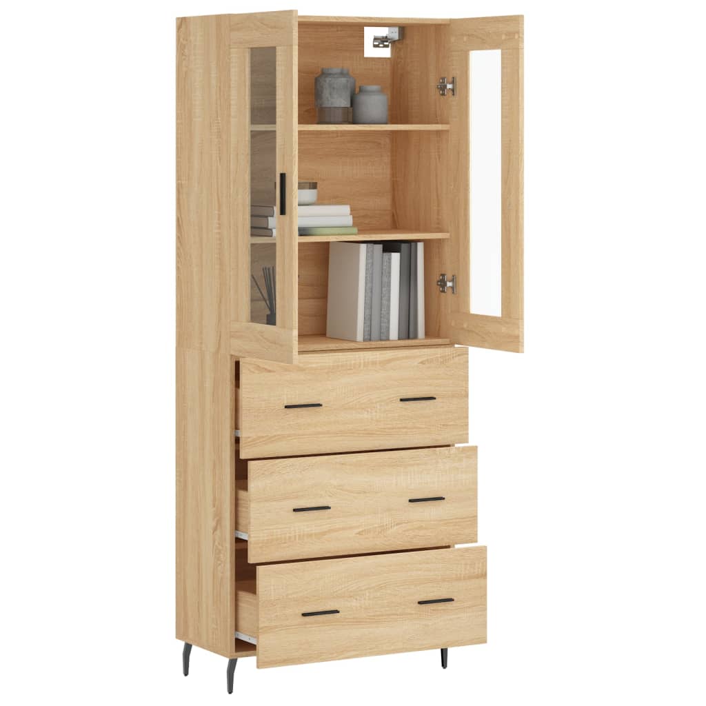 Skříň Highboard Dub Sonoma 69,5 X 34 X 180 Cm Kompozitní Dřevo