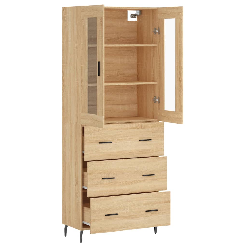 Skříň Highboard Dub Sonoma 69,5 X 34 X 180 Cm Kompozitní Dřevo