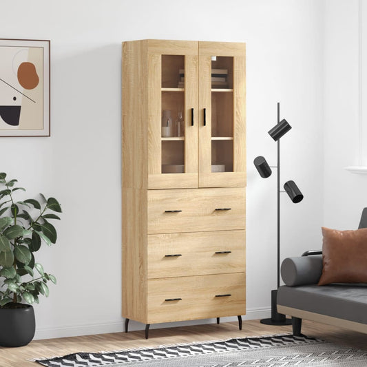 Skříň Highboard Dub Sonoma 69,5 X 34 X 180 Cm Kompozitní Dřevo