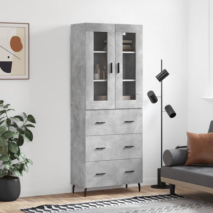 Skříň Highboard Betonově Šedá 69,5X34X180 Cm Kompozitní Dřevo