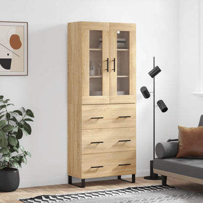 Skříň Highboard Betonově Šedá 69,5X34X180 Cm Kompozitní Dřevo