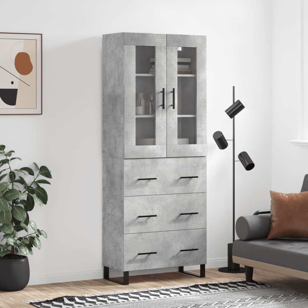 Skříň Highboard Betonově Šedá 69,5X34X180 Cm Kompozitní Dřevo