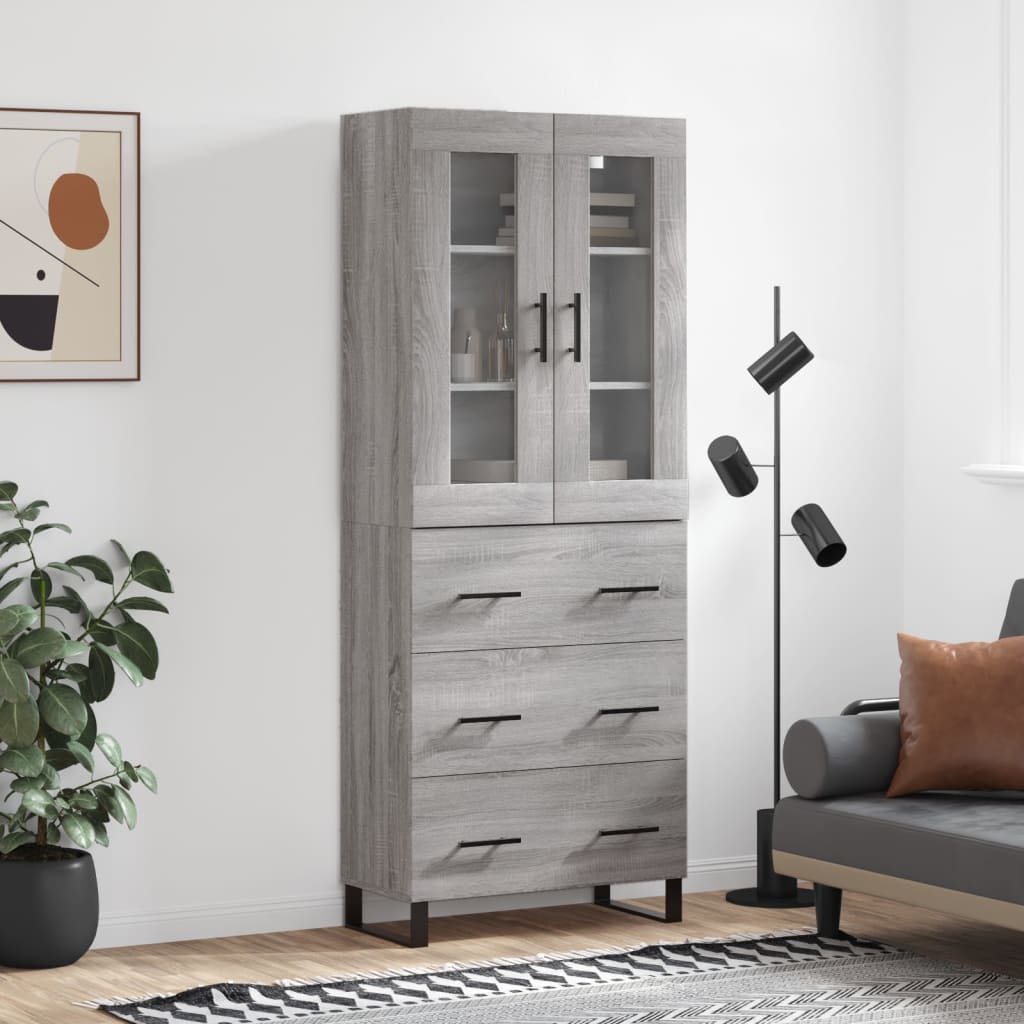 Skříň Highboard Betonově Šedá 69,5X34X180 Cm Kompozitní Dřevo