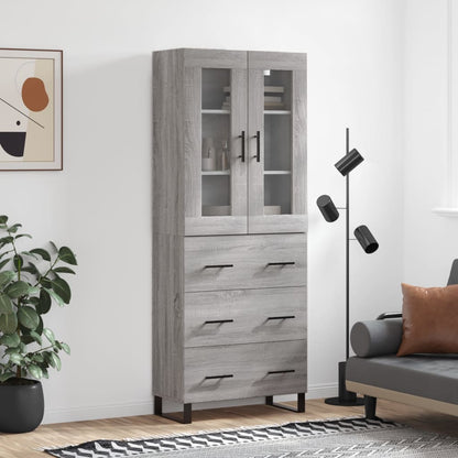 Skříň Highboard Betonově Šedá 69,5X34X180 Cm Kompozitní Dřevo