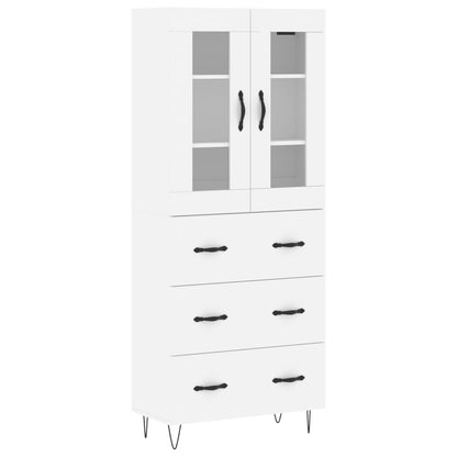 Skříň Highboard Bílá 69,5 X 34 X 180 Cm Kompozitní Dřevo