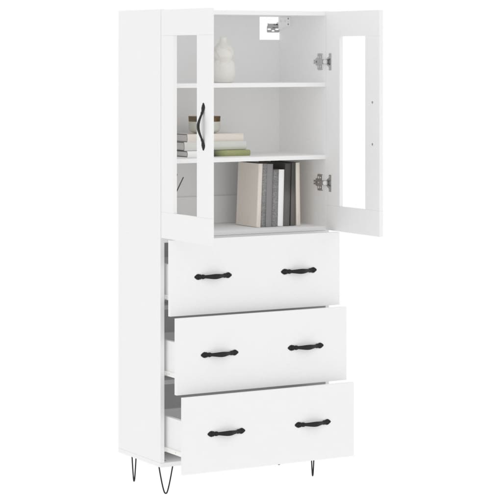 Skříň Highboard Bílá 69,5 X 34 X 180 Cm Kompozitní Dřevo