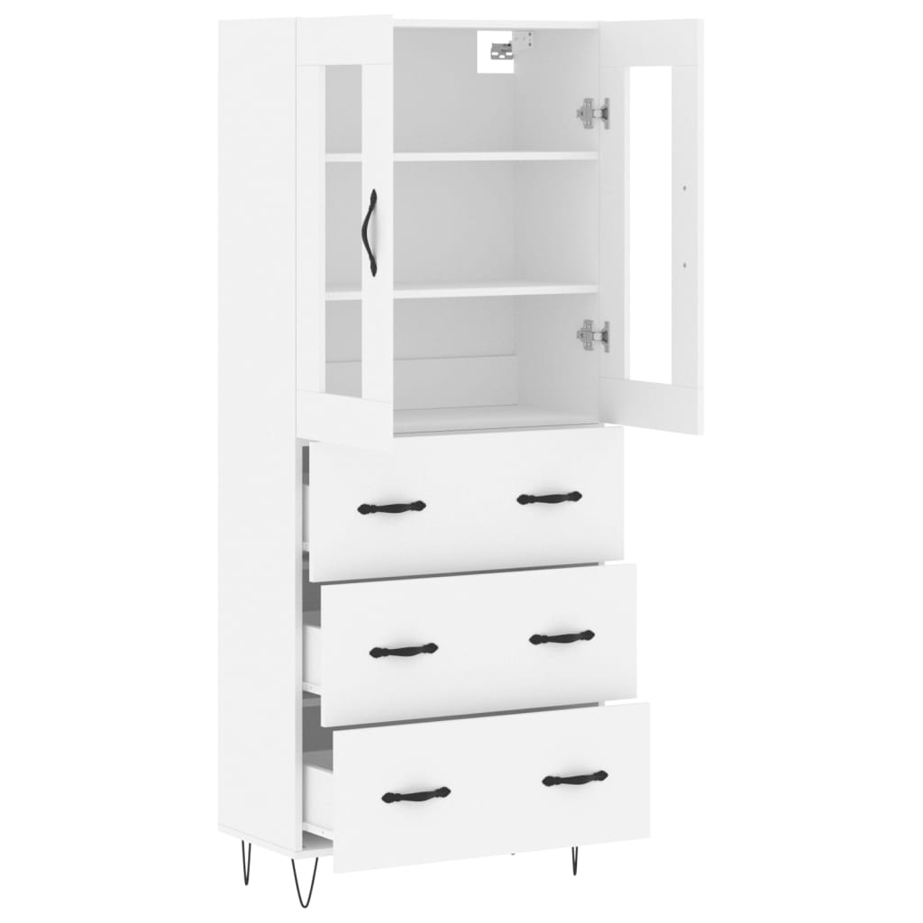 Skříň Highboard Bílá 69,5 X 34 X 180 Cm Kompozitní Dřevo