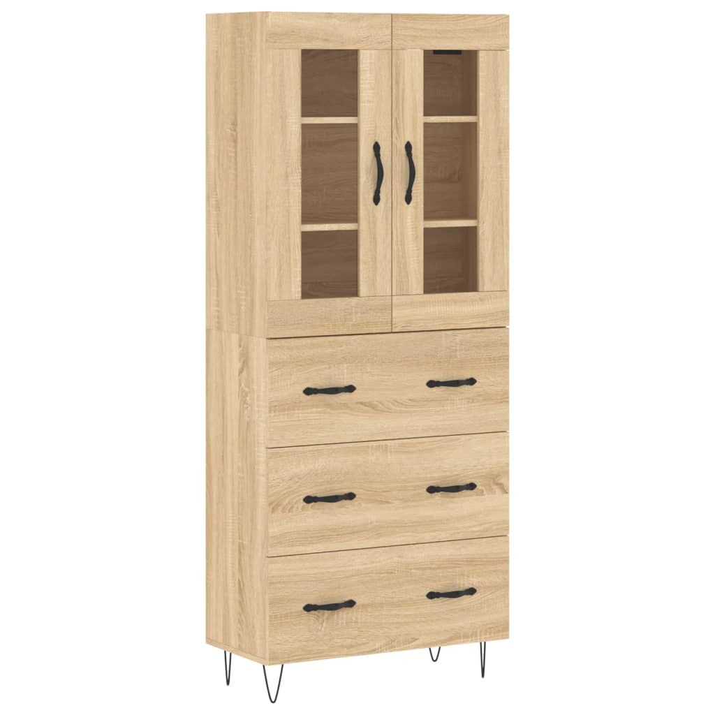 Skříň Highboard Dub Sonoma 69,5 X 34 X 180 Cm Kompozitní Dřevo