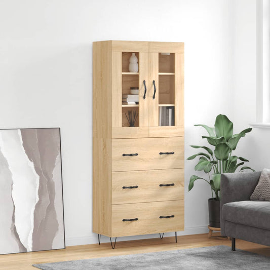 Skříň Highboard Dub Sonoma 69,5 X 34 X 180 Cm Kompozitní Dřevo