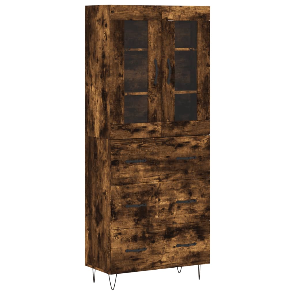 Skříň Highboard Kouřový Dub 69,5 X 34 X 180 Cm Kompozitní Dřevo