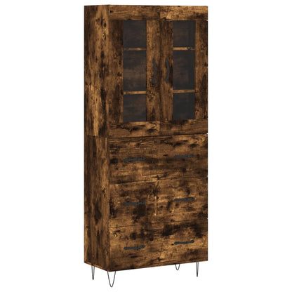 Skříň Highboard Kouřový Dub 69,5 X 34 X 180 Cm Kompozitní Dřevo