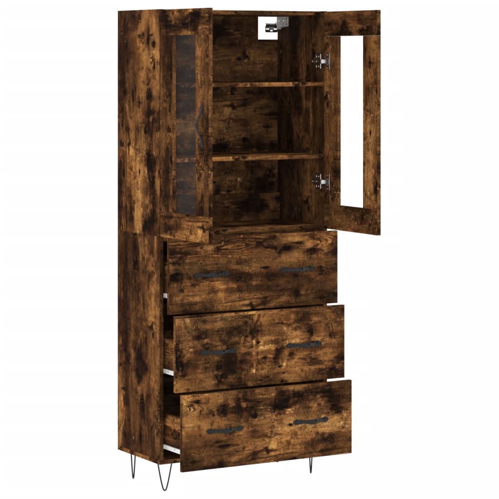 Skříň Highboard Kouřový Dub 69,5 X 34 X 180 Cm Kompozitní Dřevo