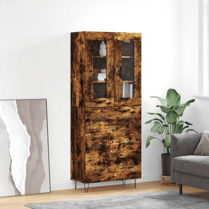 Skříň Highboard Kouřový Dub 69,5 X 34 X 180 Cm Kompozitní Dřevo