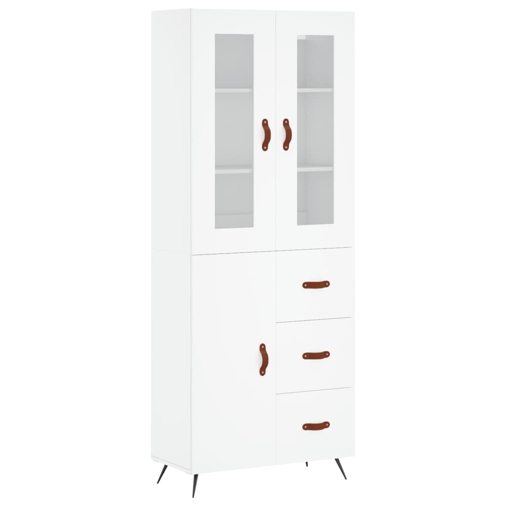 Skříň Highboard Bílá 69,5 X 34 X 180 Cm Kompozitní Dřevo