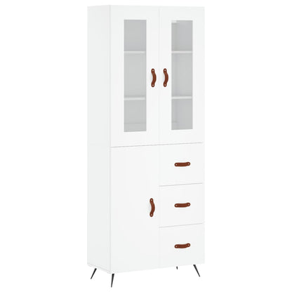 Skříň Highboard Bílá 69,5 X 34 X 180 Cm Kompozitní Dřevo
