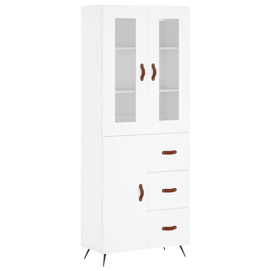 Skříň Highboard Bílá 69,5 X 34 X 180 Cm Kompozitní Dřevo