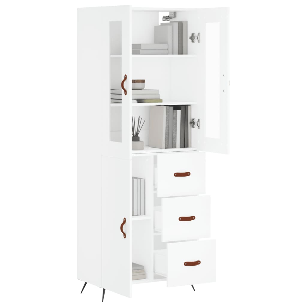 Skříň Highboard Bílá 69,5 X 34 X 180 Cm Kompozitní Dřevo
