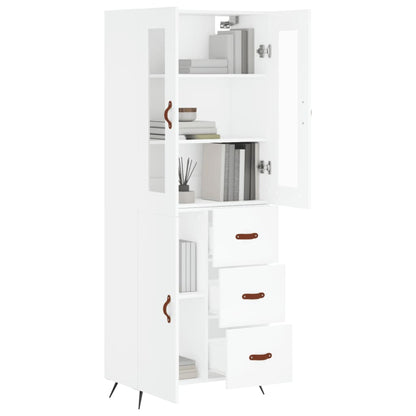 Skříň Highboard Bílá 69,5 X 34 X 180 Cm Kompozitní Dřevo