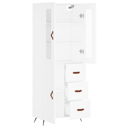 Skříň Highboard Bílá 69,5 X 34 X 180 Cm Kompozitní Dřevo