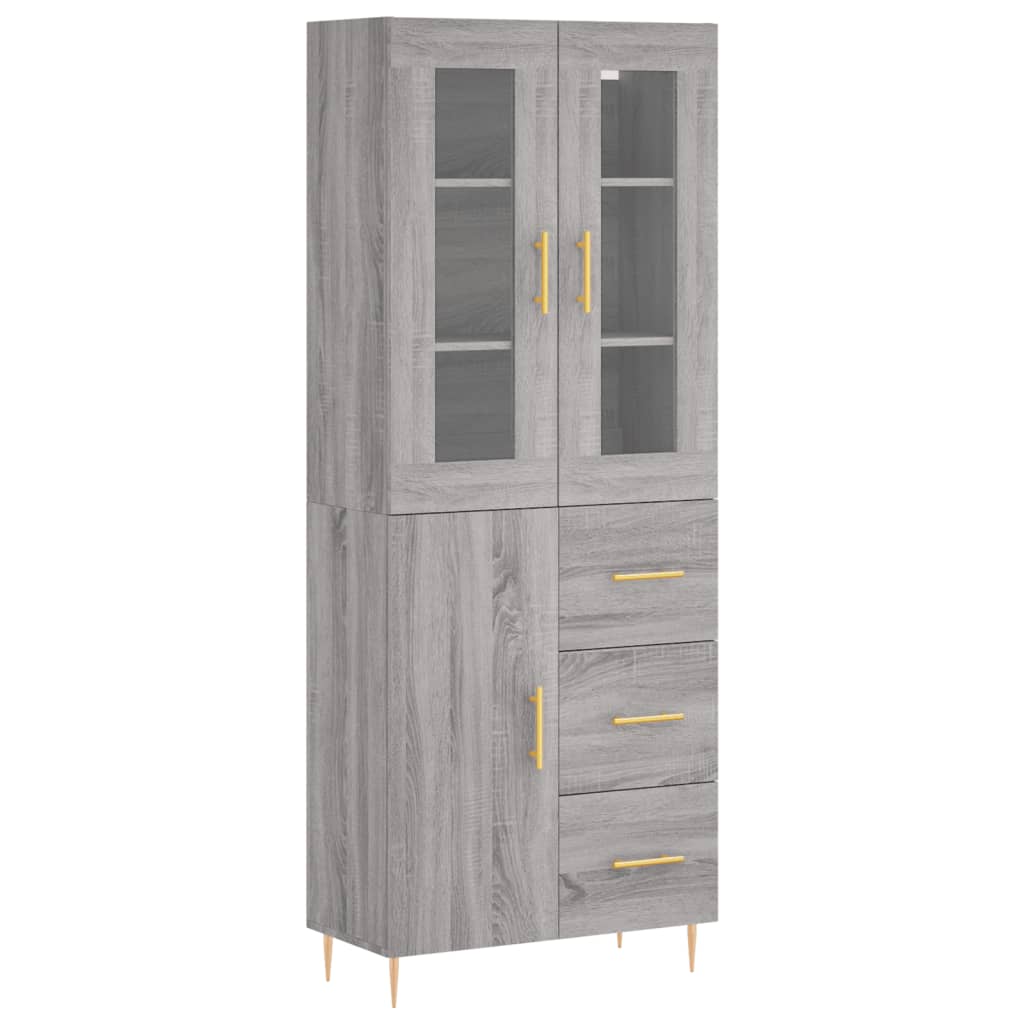Skříň Highboard Šedá Sonoma 69,5 X 34 X 180 Cm Kompozitní Dřevo