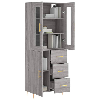 Skříň Highboard Šedá Sonoma 69,5 X 34 X 180 Cm Kompozitní Dřevo