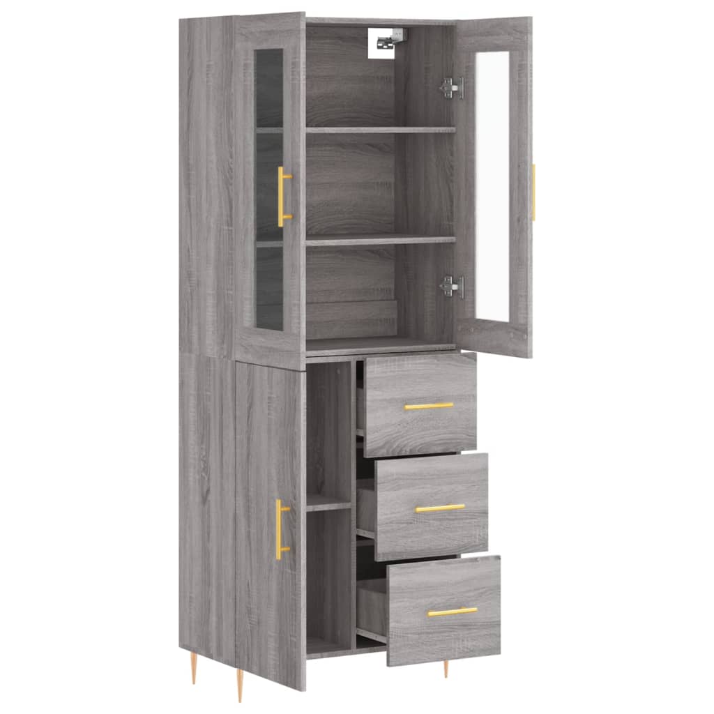 Skříň Highboard Šedá Sonoma 69,5 X 34 X 180 Cm Kompozitní Dřevo