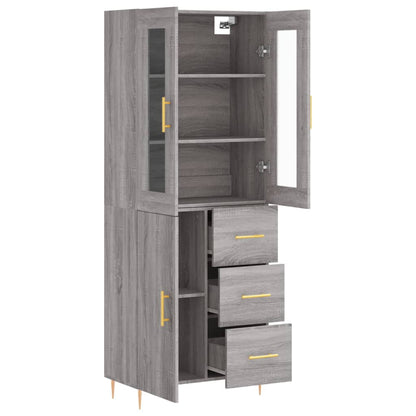 Skříň Highboard Šedá Sonoma 69,5 X 34 X 180 Cm Kompozitní Dřevo