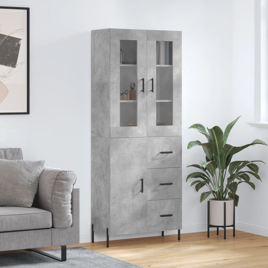 Skříň Highboard Betonově Šedá 69,5X34X180 Cm Kompozitní Dřevo