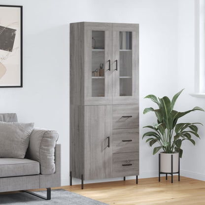 Skříň Highboard Betonově Šedá 69,5X34X180 Cm Kompozitní Dřevo