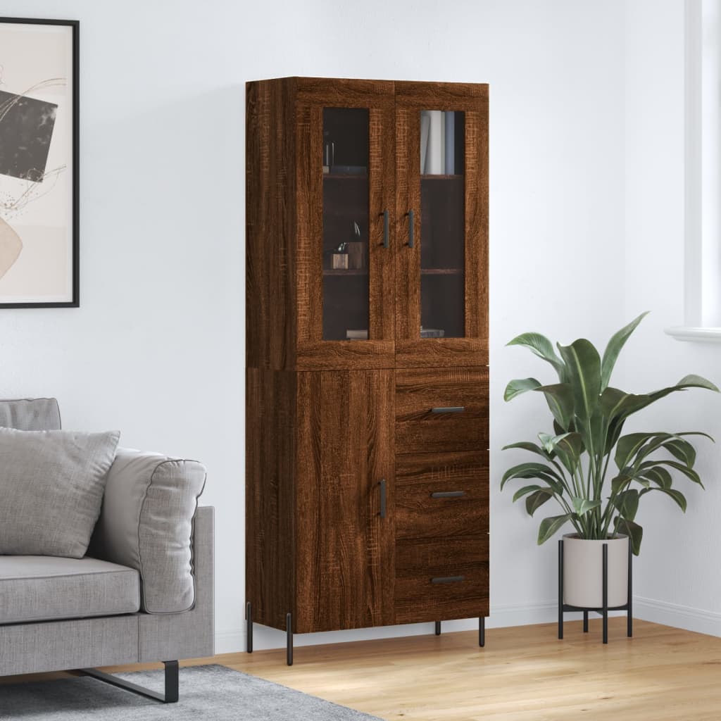 Skříň Highboard Betonově Šedá 69,5X34X180 Cm Kompozitní Dřevo