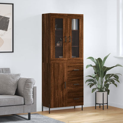 Skříň Highboard Betonově Šedá 69,5X34X180 Cm Kompozitní Dřevo