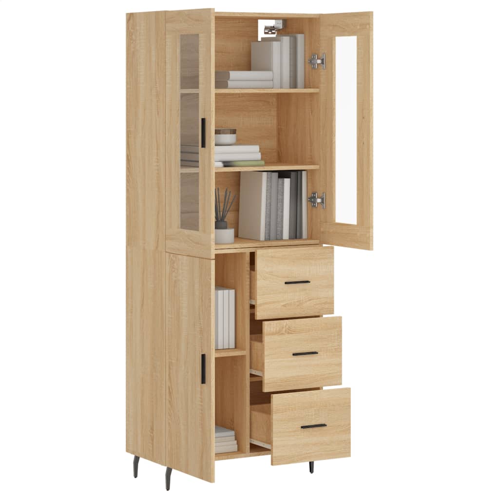 Skříň Highboard Dub Sonoma 69,5 X 34 X 180 Cm Kompozitní Dřevo