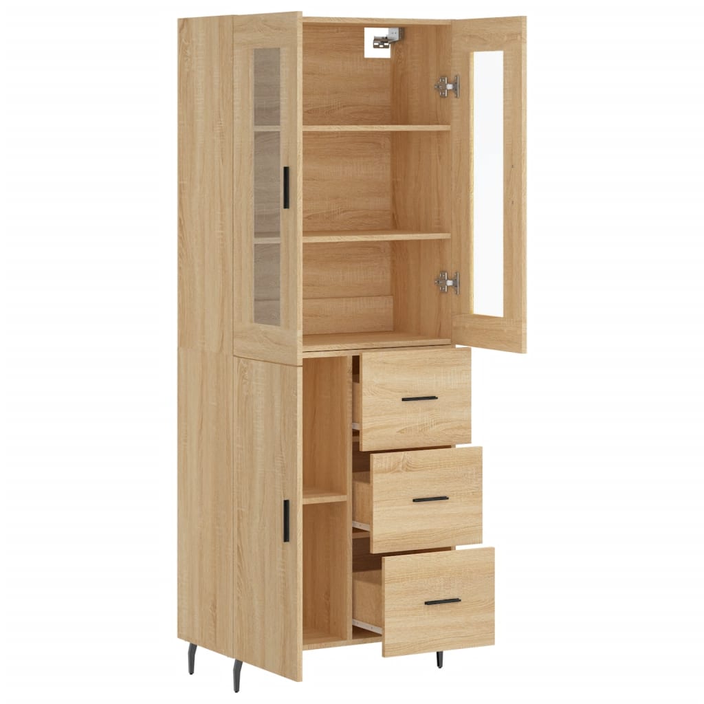 Skříň Highboard Dub Sonoma 69,5 X 34 X 180 Cm Kompozitní Dřevo