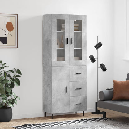 Skříň Highboard Betonově Šedá 69,5X34X180 Cm Kompozitní Dřevo
