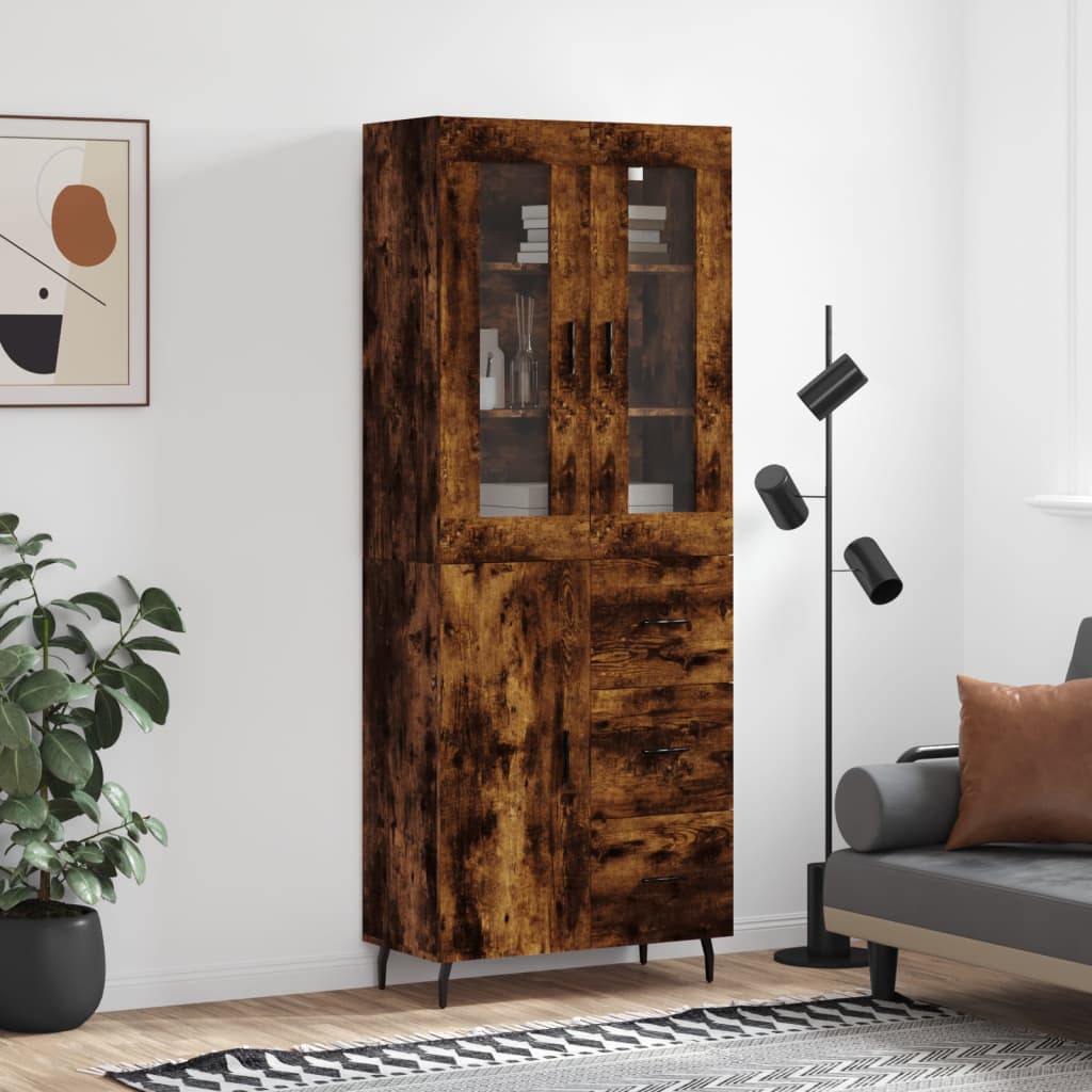 Skříň Highboard Betonově Šedá 69,5X34X180 Cm Kompozitní Dřevo