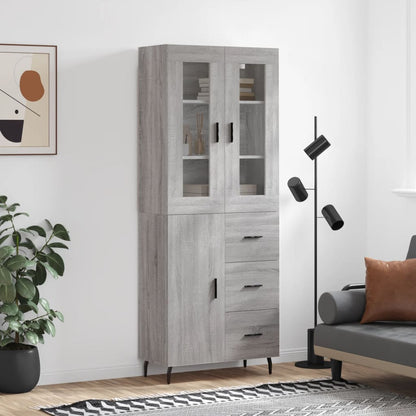Skříň Highboard Betonově Šedá 69,5X34X180 Cm Kompozitní Dřevo